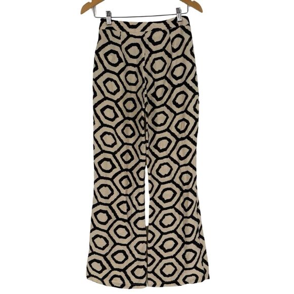 Sincerely Jules Wide Leg Geometric Print Pants in Cream/Black | Size Small - Picture 3 of 6